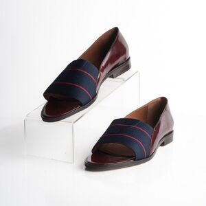 Band of Outsiders Womens Loafers Peep Toe Shoes Navy Blue US 8 EU 38.5 New